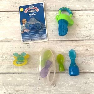 Baby Feeding Bundle Pouch Spoon Attachments Teething Teether Pacifier Binkie